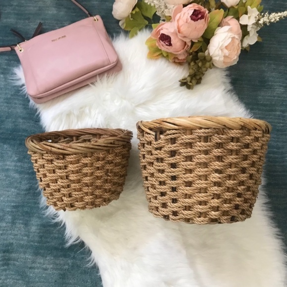 Other - Set of 2 Wicker Woven Braided Storage Baskets